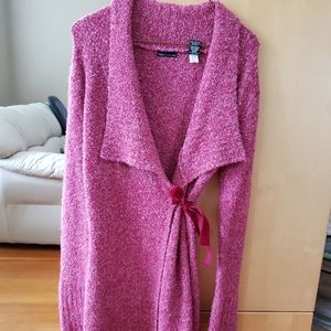 Moda International Long Pink Fluffy Cardigan XS